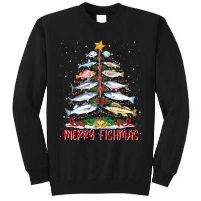 Fish Fishing Rod Christmas Tree Fisherman Merry Fishmas Sweatshirt