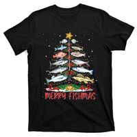 Fish Fishing Rod Christmas Tree Fisherman Merry Fishmas T-Shirt