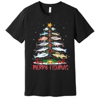 Fish Fishing Rod Christmas Tree Fisherman Merry Fishmas Premium T-Shirt