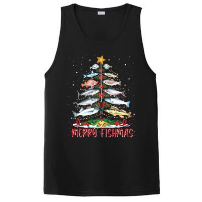 Fish Fishing Rod Christmas Tree Fisherman Merry Fishmas PosiCharge Competitor Tank