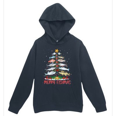 Fish Fishing Rod Christmas Tree Fisherman Merry Fishmas Urban Pullover Hoodie