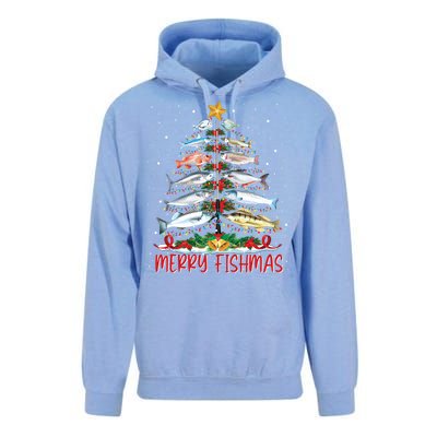 Fish Fishing Rod Christmas Tree Fisherman Merry Fishmas Unisex Surf Hoodie