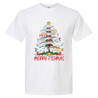 Fish Fishing Rod Christmas Tree Fisherman Merry Fishmas Garment-Dyed Heavyweight T-Shirt