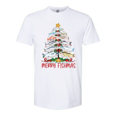 Fish Fishing Rod Christmas Tree Fisherman Merry Fishmas Softstyle CVC T-Shirt