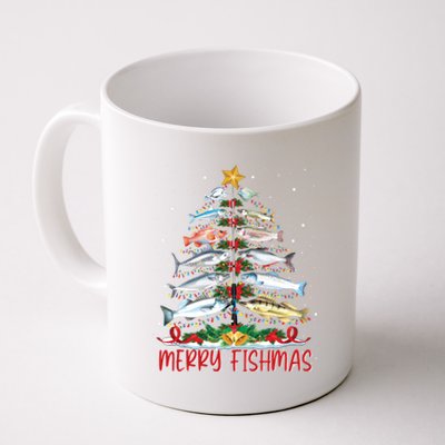 Fish Fishing Rod Christmas Tree Fisherman Merry Fishmas Coffee Mug