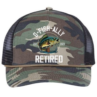 Fisherman Fishing Retirement Gift Ofishally Retired 2024 Retro Rope Trucker Hat Cap