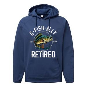 Fisherman Fishing Retirement Gift Ofishally Retired 2024 Performance Fleece Hoodie