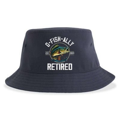 Fisherman Fishing Retirement Gift Ofishally Retired 2024 Sustainable Bucket Hat