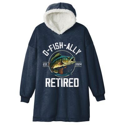 Fisherman Fishing Retirement Gift Ofishally Retired 2024 Hooded Wearable Blanket