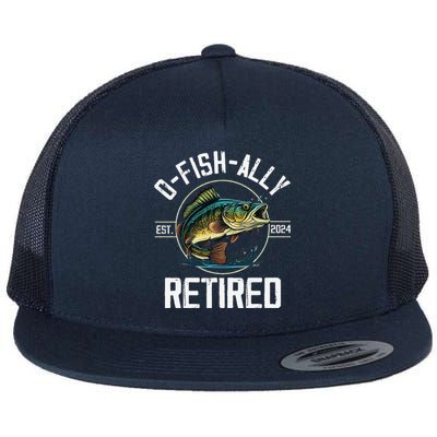 Fisherman Fishing Retirement Gift Ofishally Retired 2024 Flat Bill Trucker Hat