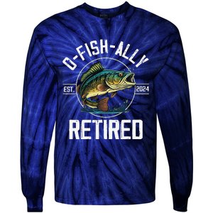 Fisherman Fishing Retirement Gift Ofishally Retired 2024 Tie-Dye Long Sleeve Shirt