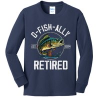 Fisherman Fishing Retirement Gift Ofishally Retired 2024 Kids Long Sleeve Shirt