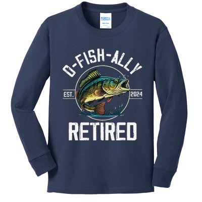 Fisherman Fishing Retirement Gift Ofishally Retired 2024 Kids Long Sleeve Shirt