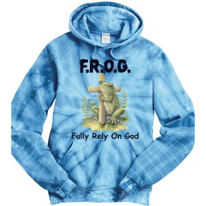 F.R.O.G Fully Rely On God Funny Green Frog Tie Dye Hoodie