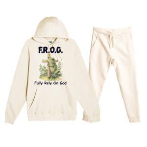 F.R.O.G Fully Rely On God Funny Green Frog Premium Hooded Sweatsuit Set