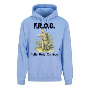 F.R.O.G Fully Rely On God Funny Green Frog Unisex Surf Hoodie