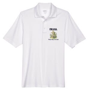 F.R.O.G Fully Rely On God Funny Green Frog Men's Origin Performance Pique Polo