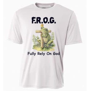 F.R.O.G Fully Rely On God Funny Green Frog Cooling Performance Crew T-Shirt