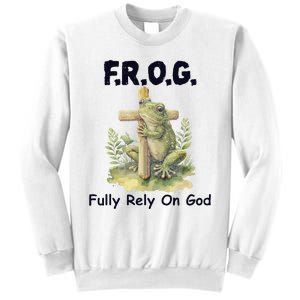 F.R.O.G Fully Rely On God Funny Green Frog Sweatshirt