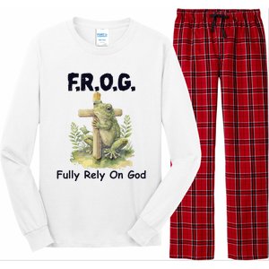 F.R.O.G Fully Rely On God Funny Green Frog Long Sleeve Pajama Set