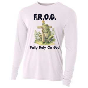 F.R.O.G Fully Rely On God Funny Green Frog Cooling Performance Long Sleeve Crew