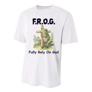 F.R.O.G Fully Rely On God Funny Green Frog Performance Sprint T-Shirt