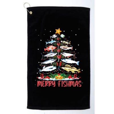 Fish Fishing Rod Christmas Tree Fisherman Merry Fishmas Platinum Collection Golf Towel