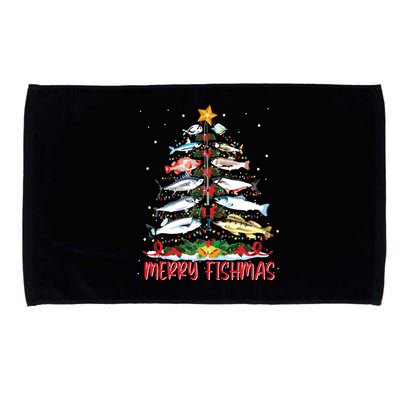 Fish Fishing Rod Christmas Tree Fisherman Merry Fishmas Microfiber Hand Towel