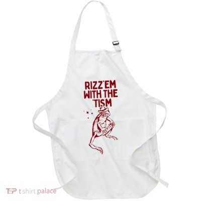 Funny Frog Rizz Em With The Tism Full-Length Apron With Pockets