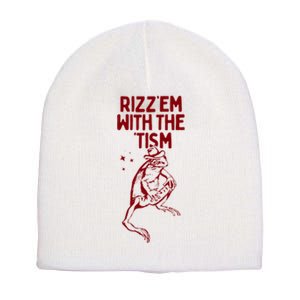 Funny Frog Rizz Em With The Tism Short Acrylic Beanie