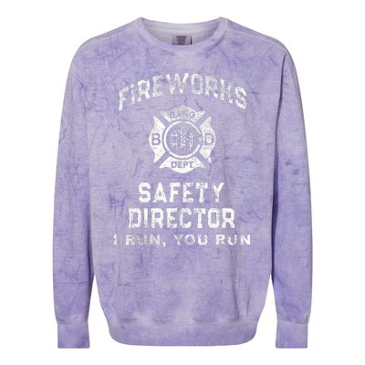 Funny FIREWORKS SAFETY DIRECTOR Firefighter America Red Colorblast Crewneck Sweatshirt