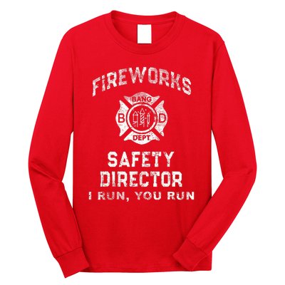 Funny FIREWORKS SAFETY DIRECTOR Firefighter America Red Long Sleeve Shirt