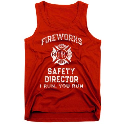 Funny FIREWORKS SAFETY DIRECTOR Firefighter America Red Tank Top