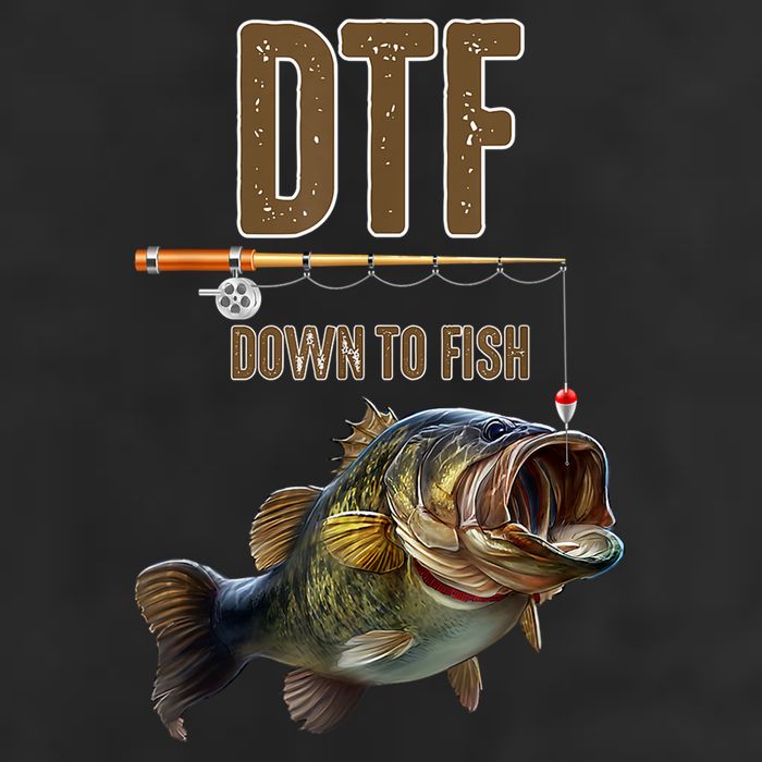 Funny Fishing Shirts: DTF Down To Fish 7 Panel Mesh Trucker Snapback Hat