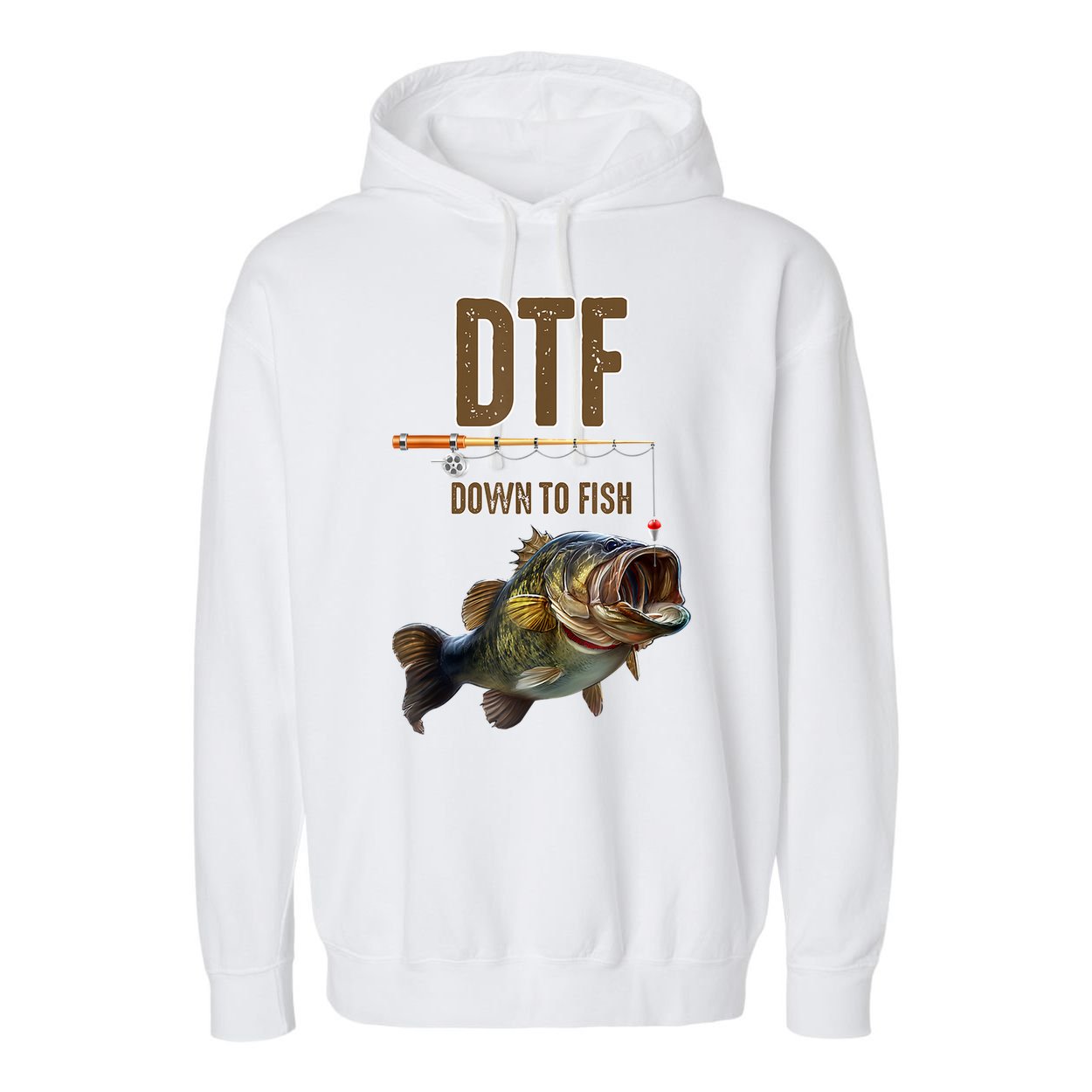 Funny Fishing Shirts: DTF Down To Fish Garment-Dyed Fleece Hoodie