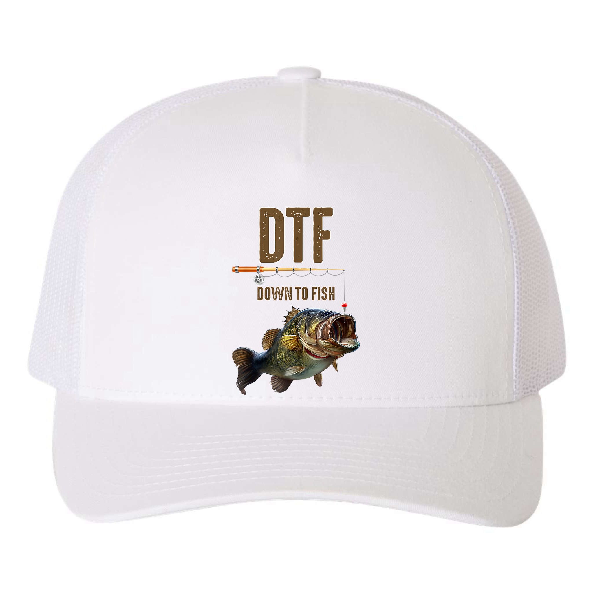 Funny Fishing Shirts: DTF Down To Fish Yupoong Adult 5-Panel Trucker Hat