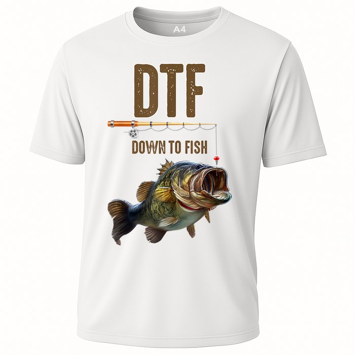 Funny Fishing Shirts: DTF Down To Fish Cooling Performance Crew T-Shirt