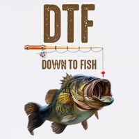 Funny Fishing Shirts: DTF Down To Fish Cooling Performance Crew T-Shirt