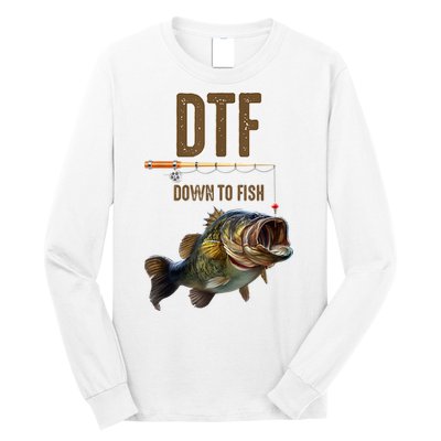 Funny Fishing Shirts: DTF Down To Fish Long Sleeve Shirt