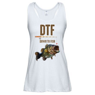 Funny Fishing Shirts: DTF Down To Fish Ladies Essential Flowy Tank