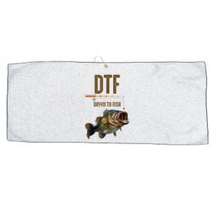 Funny Fishing Shirts: DTF Down To Fish Large Microfiber Waffle Golf Towel