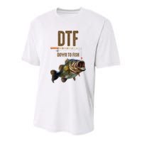 Funny Fishing Shirts: DTF Down To Fish Youth Performance Sprint T-Shirt