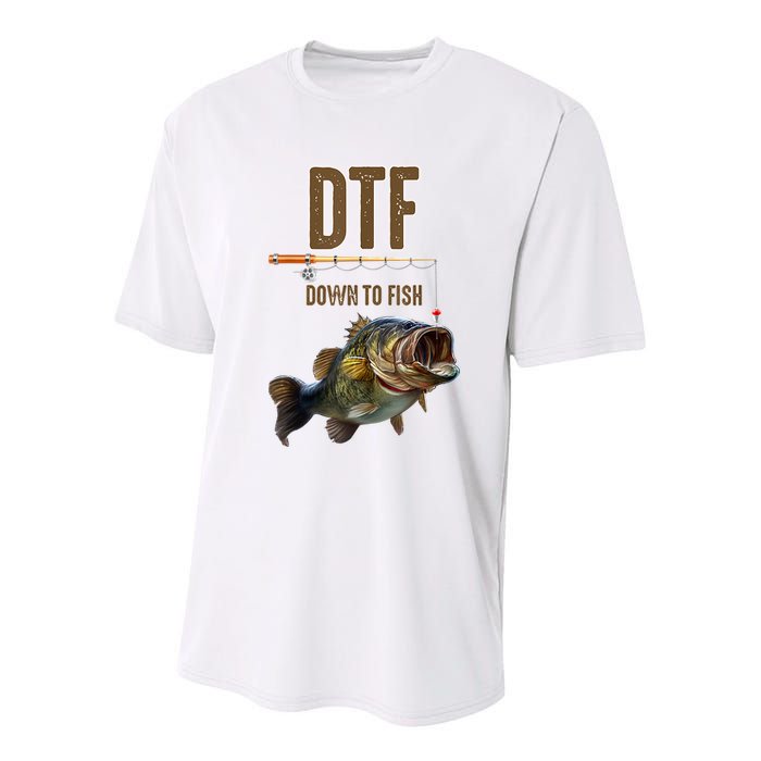 Funny Fishing Shirts: DTF Down To Fish Youth Performance Sprint T-Shirt