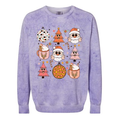 Funky Festive Santa Claus Holiday Vibes Colorblast Crewneck Sweatshirt