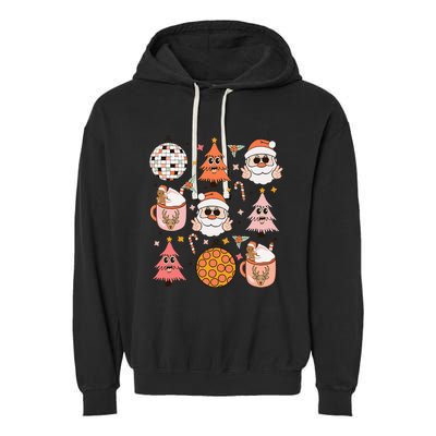 Funky Festive Santa Claus Holiday Vibes Garment-Dyed Fleece Hoodie