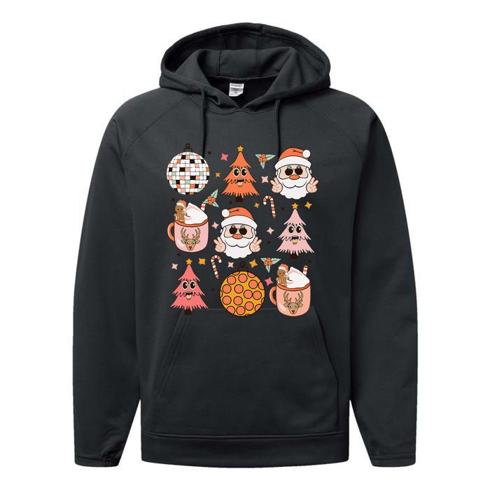 Funky Festive Santa Claus Holiday Vibes Performance Fleece Hoodie