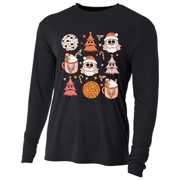 Funky Festive Santa Claus Holiday Vibes Cooling Performance Long Sleeve Crew