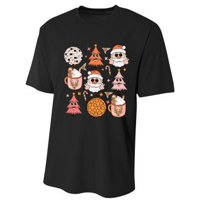 Funky Festive Santa Claus Holiday Vibes Performance Sprint T-Shirt