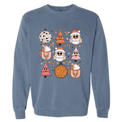 Funky Festive Santa Claus Holiday Vibes Garment-Dyed Sweatshirt