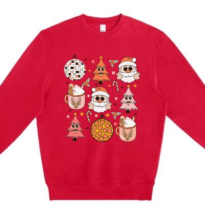 Funky Festive Santa Claus Holiday Vibes Premium Crewneck Sweatshirt